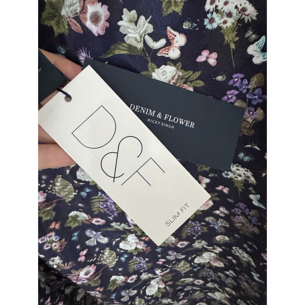 Denim & Flower Ricky Singh X-Large Long sleeve Dress Shirt Floral Pattern NWT - Picture 3 of 5